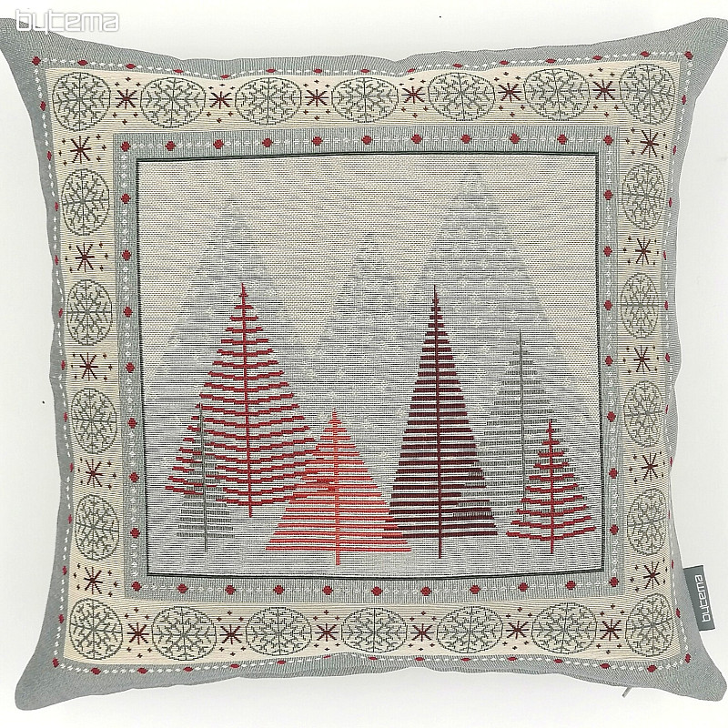 Funda tapiz navideño ÁRBOLES GRIS-ROJO