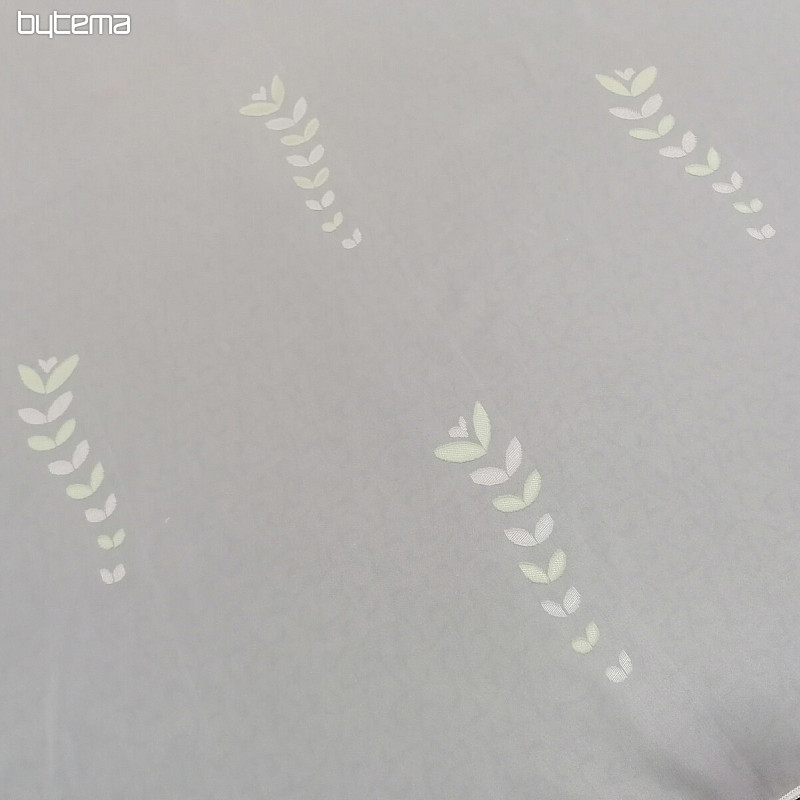 Cortina voile blanca - hojas verdes 12159