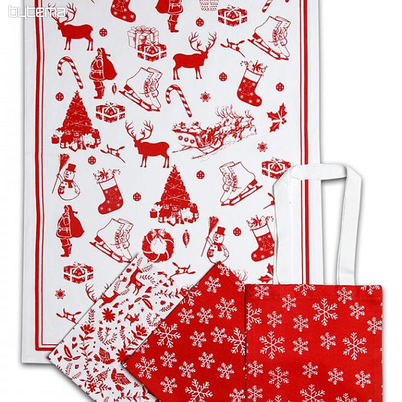 Toallas en bolsa de lona - PATRÓN NAVIDAD INVIERNO