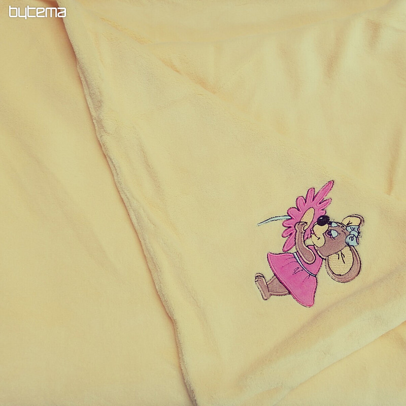 Ropa de cama infantil - microfibra amarilla con ratón.