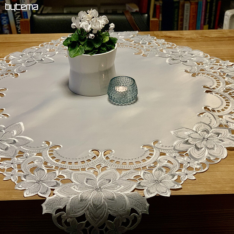 Mantel navideño bordado Estrella Plata