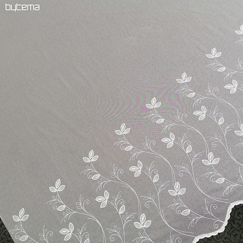 Cortina blanca bordada de lujo - flor 11775