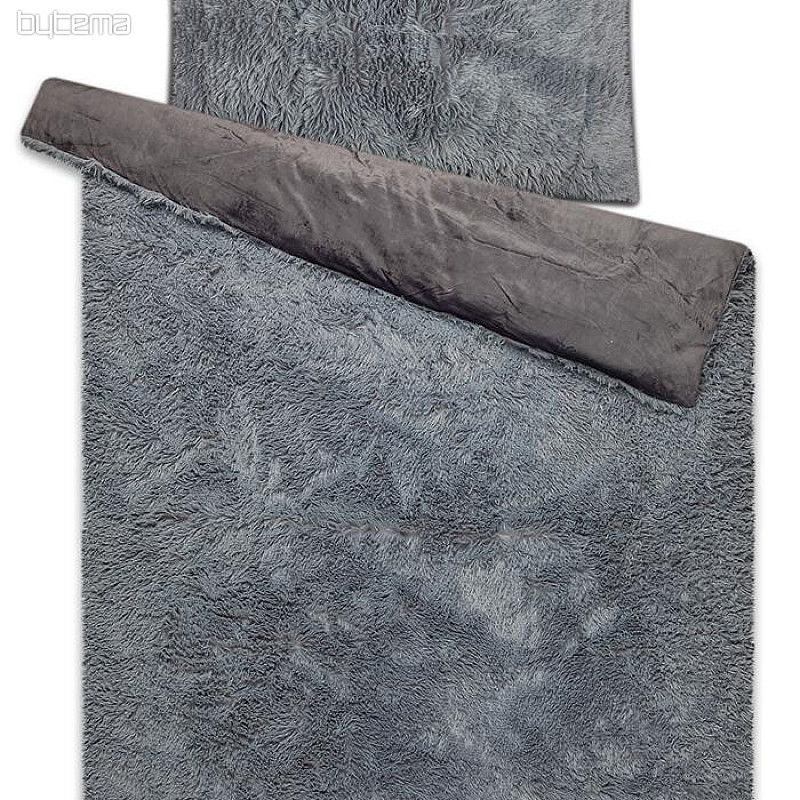 Ropa de cama de microfranela LONGINESS, pelo largo - antracita