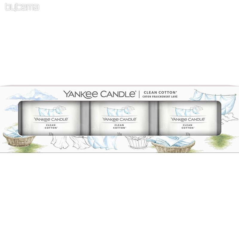 vela YANKEE CANDLE fragancia CLEAN COTTON SET 3 piezas