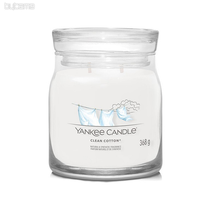 vela YANKEE CANDLE aroma CLEAN COTTON GLASS MEDIANA 2 MECHAS