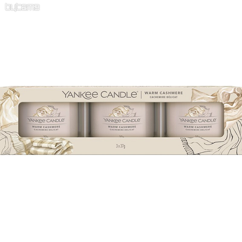 vela YANKEE CANDLE fragancia WARM CASHMERE SET de 3 piezas