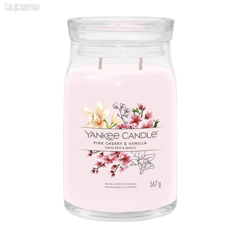vela YANKEE CANDLE fragancia PINK CHERRY &amp; VANILLA CRISTAL GRANDE 2 mechas