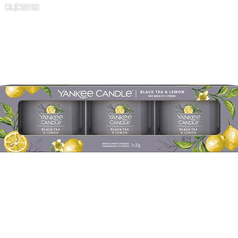 vela YANKEE CANDLE fragancia TÉ NEGRO Y LIMÓN SET de 3 piezas