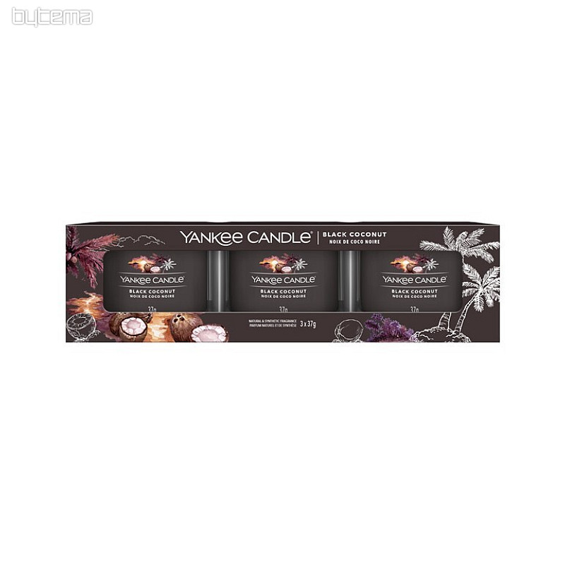 vela YANKEE CANDLE fragancia COCO NEGRO SET de 3 piezas