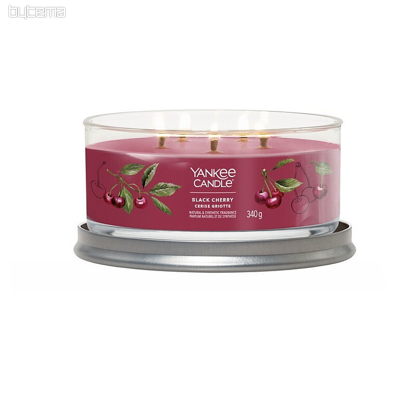 vela YANKEE CANDLE fragancia BLACK CHERRY TUMBER MEDIUM 5 mechas