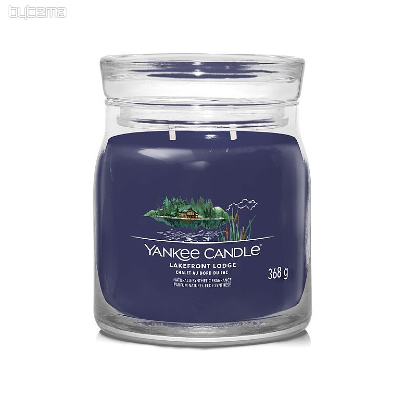 vela YANKEE CANDLE fragancia LAKEFRONT LODGE GLASS MEDIUM 2 mechas
