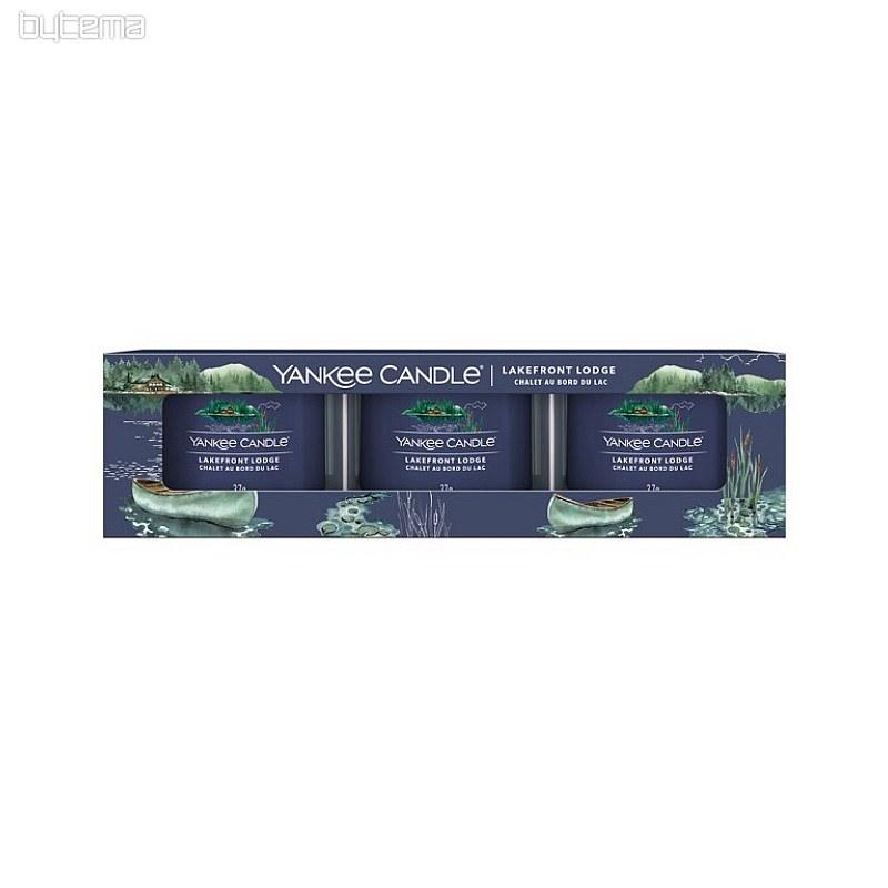 vela YANKEE CANDLE fragancia LAKEFRONT LODGE SET 3 piezas