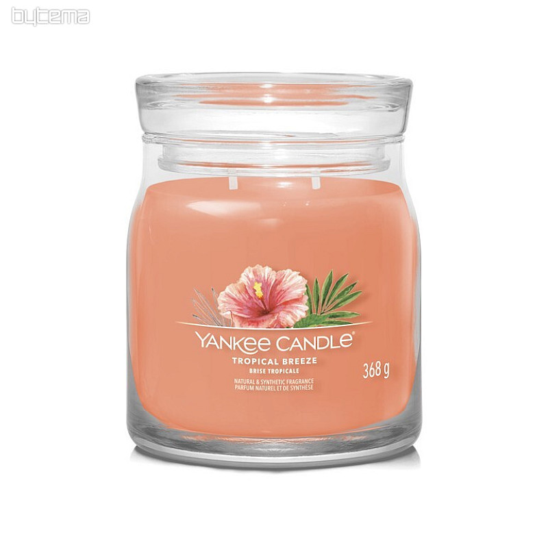 vela YANKEE CANDLE fragancia TROPICAL BREEZE GLASS MEDIUM 2 mechas