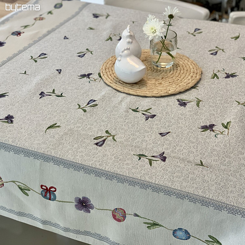 Mantel tapiz y bufanda HUEVOS DE PASCUA CON VIOLETA
