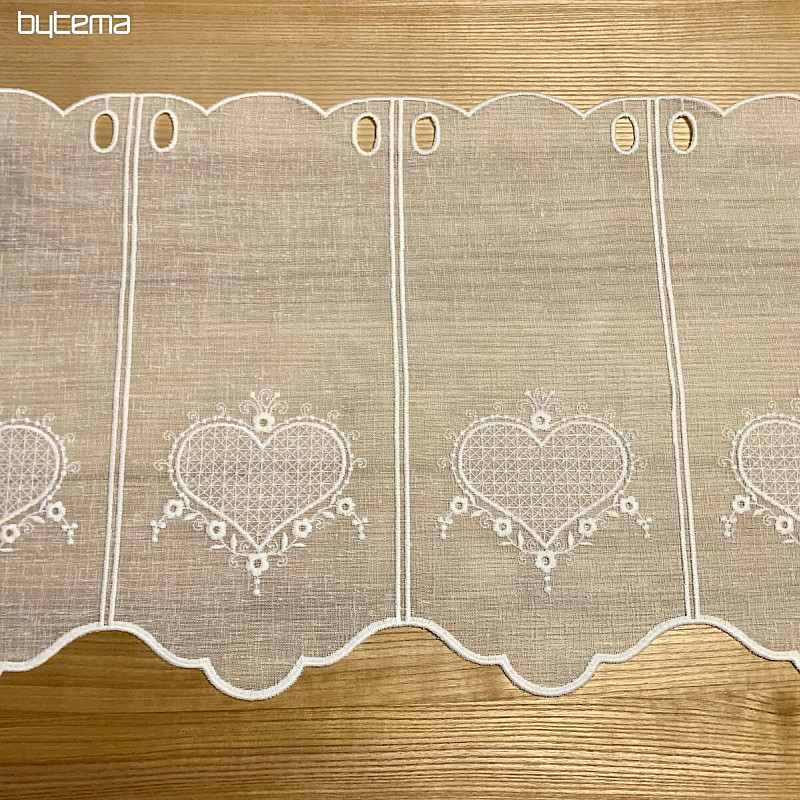 Cortina bordada de lujo GERSTER HEART 11807 crema