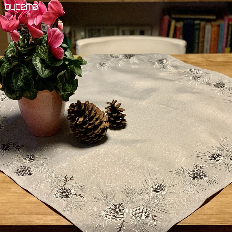 Mantel y mantones navideños bordados CONOS GRIS