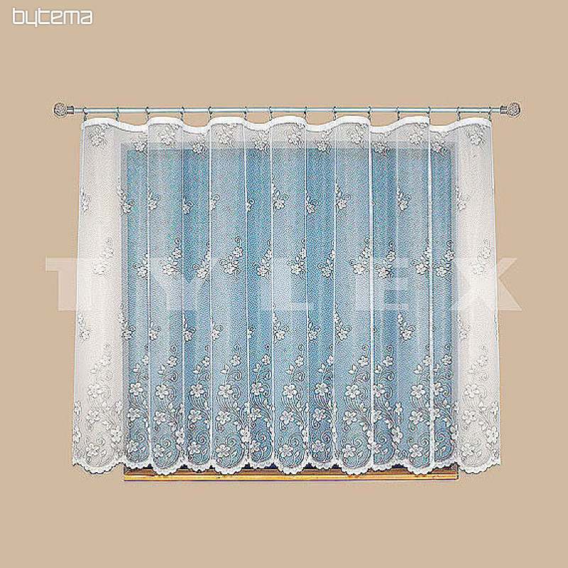 Cortina jacquard A3466 CLIPING FLOWERS blanco