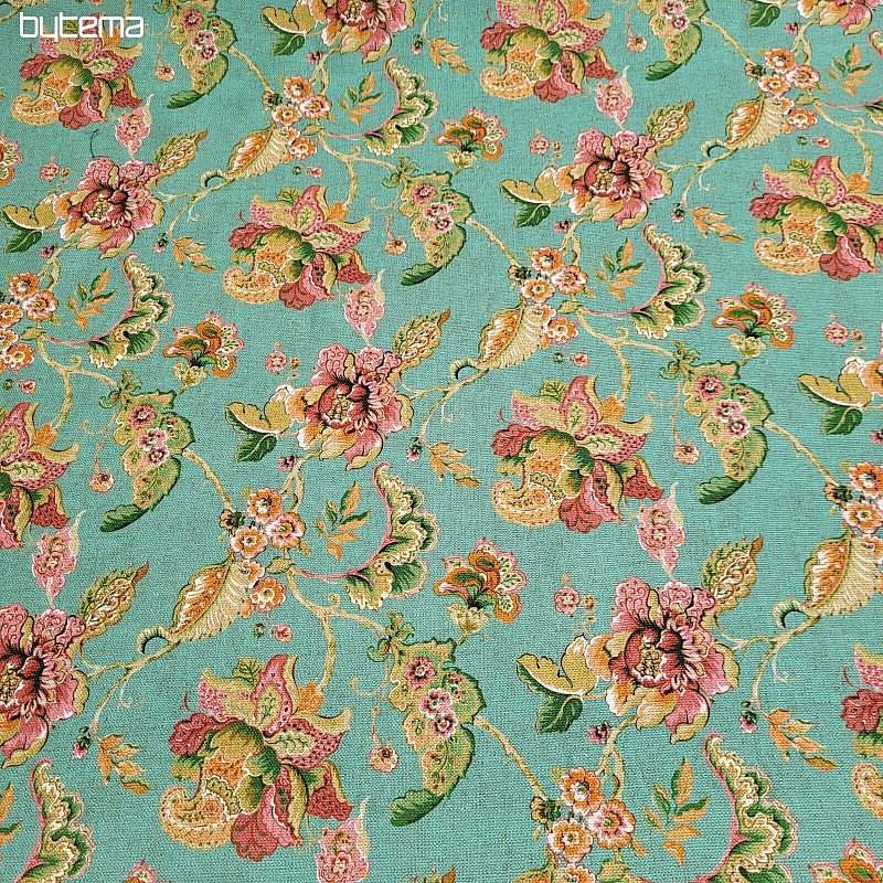 Tela decorativa FLORES INDIAS turquesa