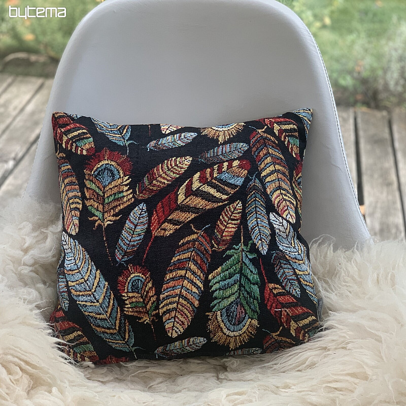 Funda de cojín Gobelino PLUMA NEGRO