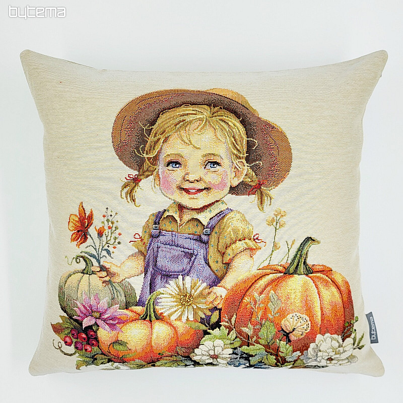 Funda de almohada tapiz NIÑA CON CALABAZAS