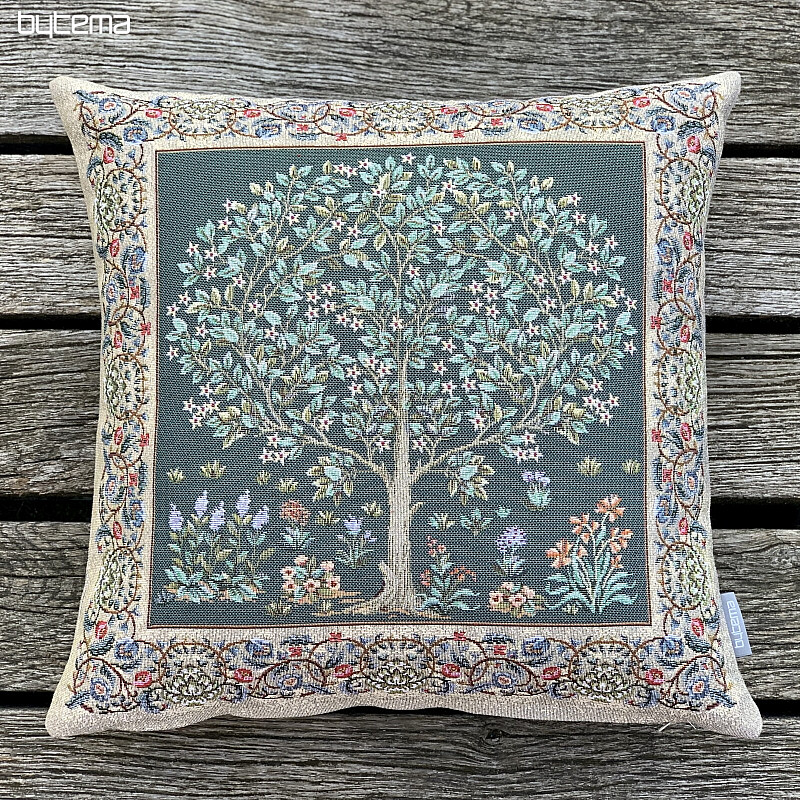 Funda de cojín tapiz ÁRBOL DE LA SUERTE verde