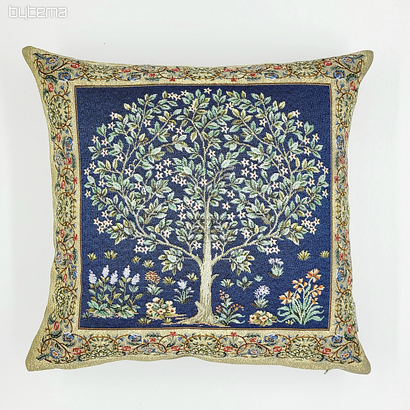 Funda de cojín tapiz ÁRBOL DE LA SUERTE azul