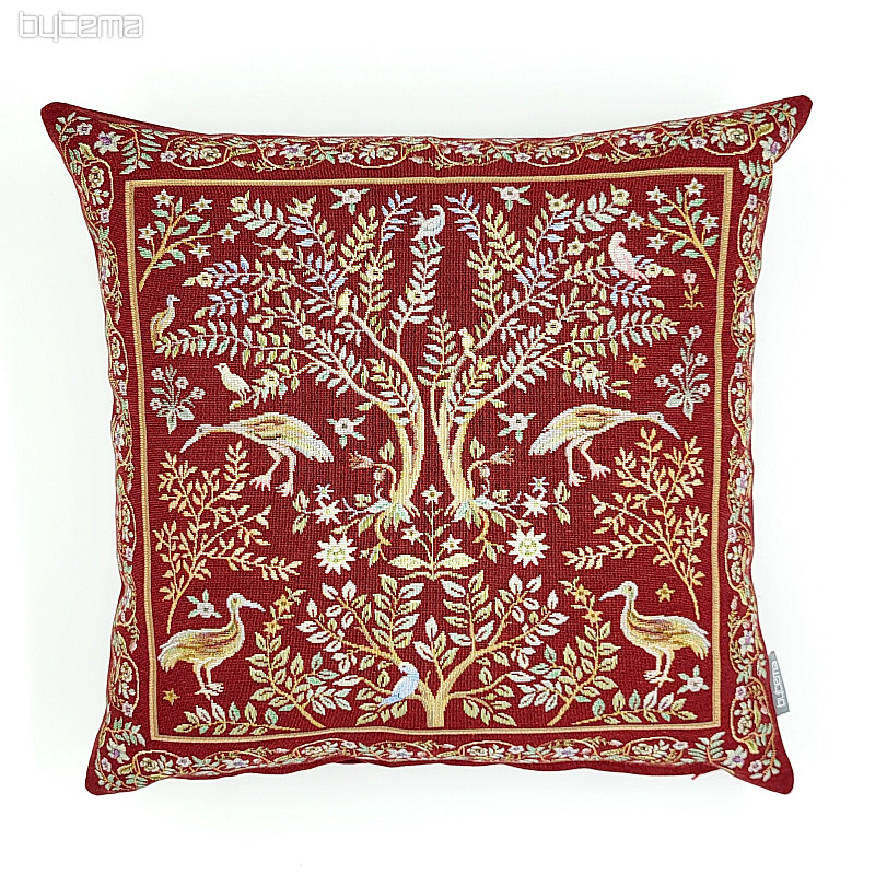 Funda de almohada tapiz WILLIAM MORRIS burdeos