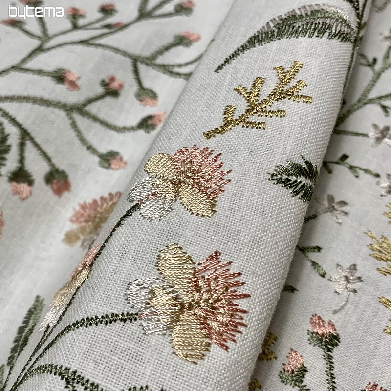 Tela decorativa bordada con flores JENGIBRE
