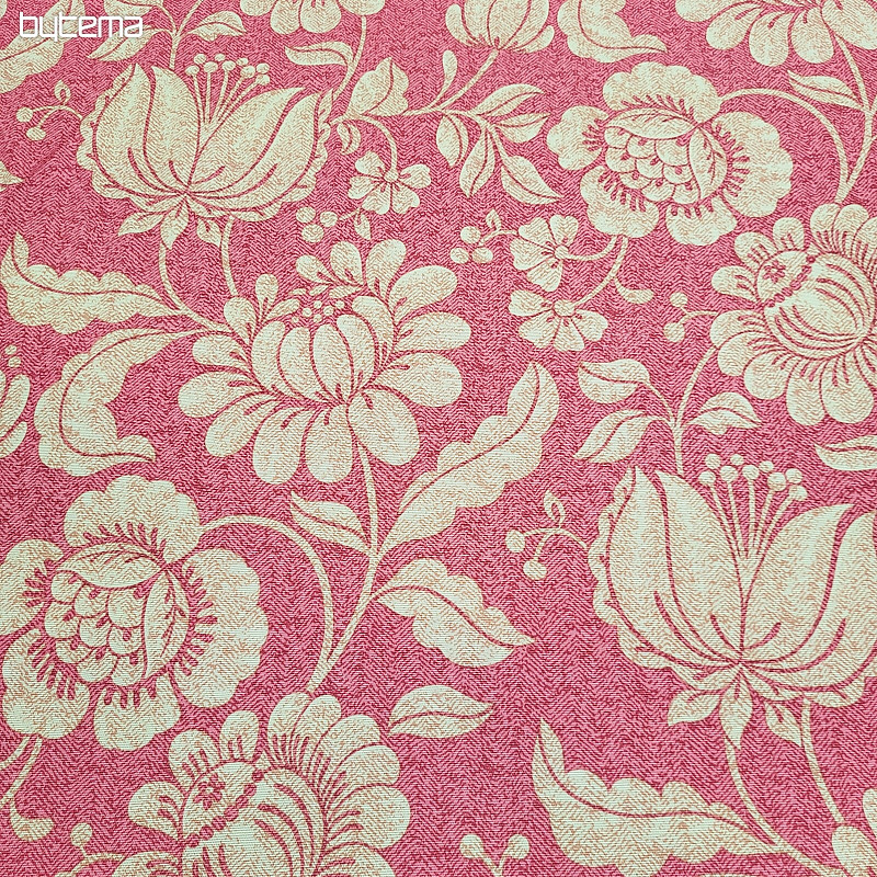 Tela decorativa FLORES DORADAS fondo rojo
