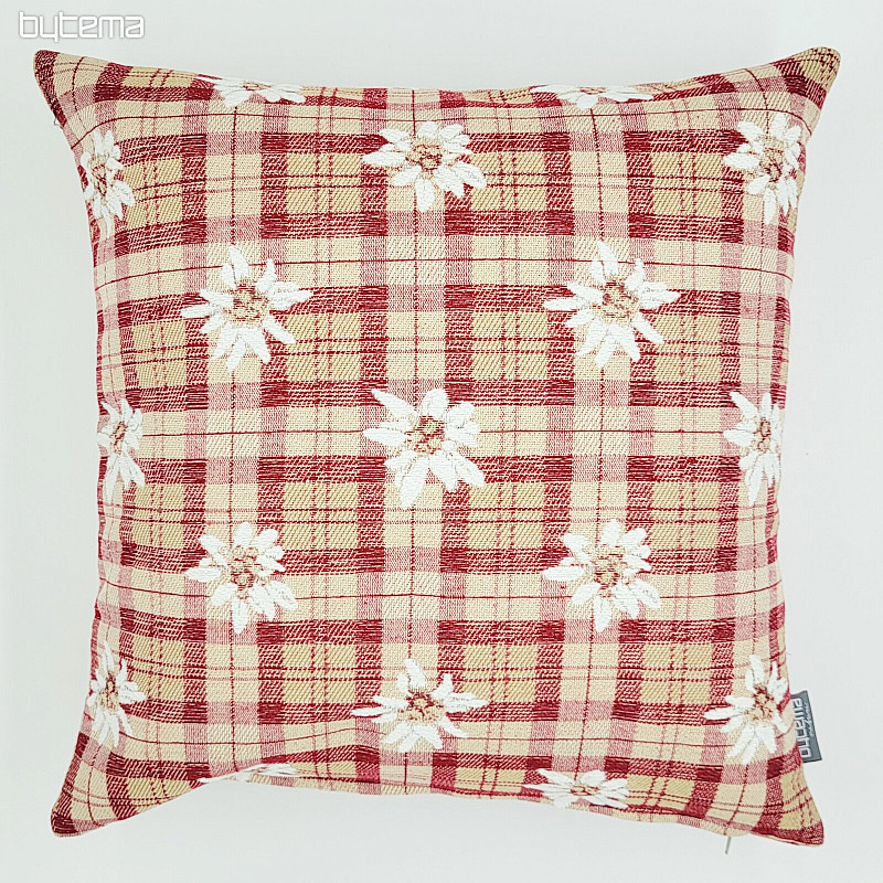 Funda de almohada decorativa FLORES Y DIAMANTES rojo