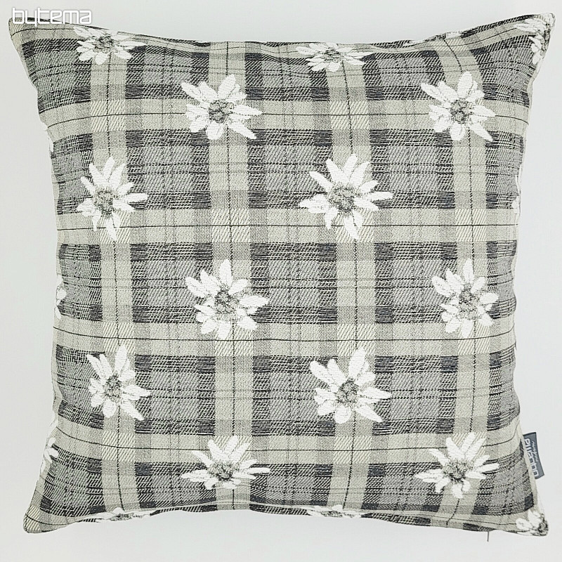 Funda de almohada decorativa FLORES Y DIAMANTES gris
