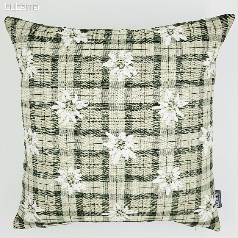 Funda de almohada decorativa FLORES Y DIAMANTES verde