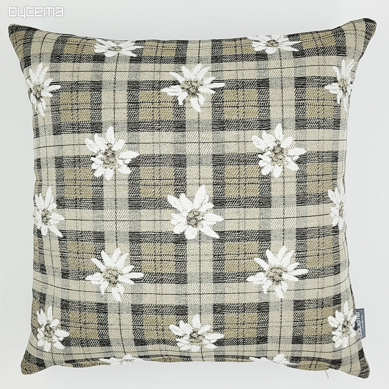 Funda de almohada decorativa FLORES Y DIAMANTES marrón claro