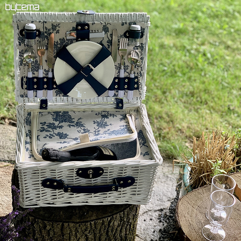 Cesta de picnic GARDEN blanca para 2 personas