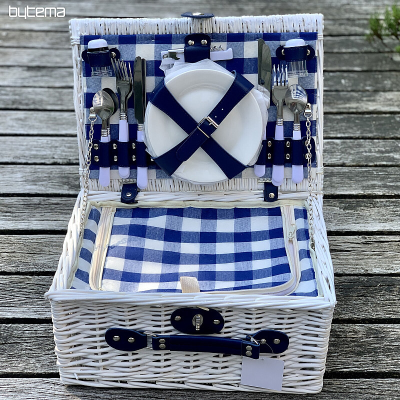 Cesta de picnic GARDEN blanca para 4 personas