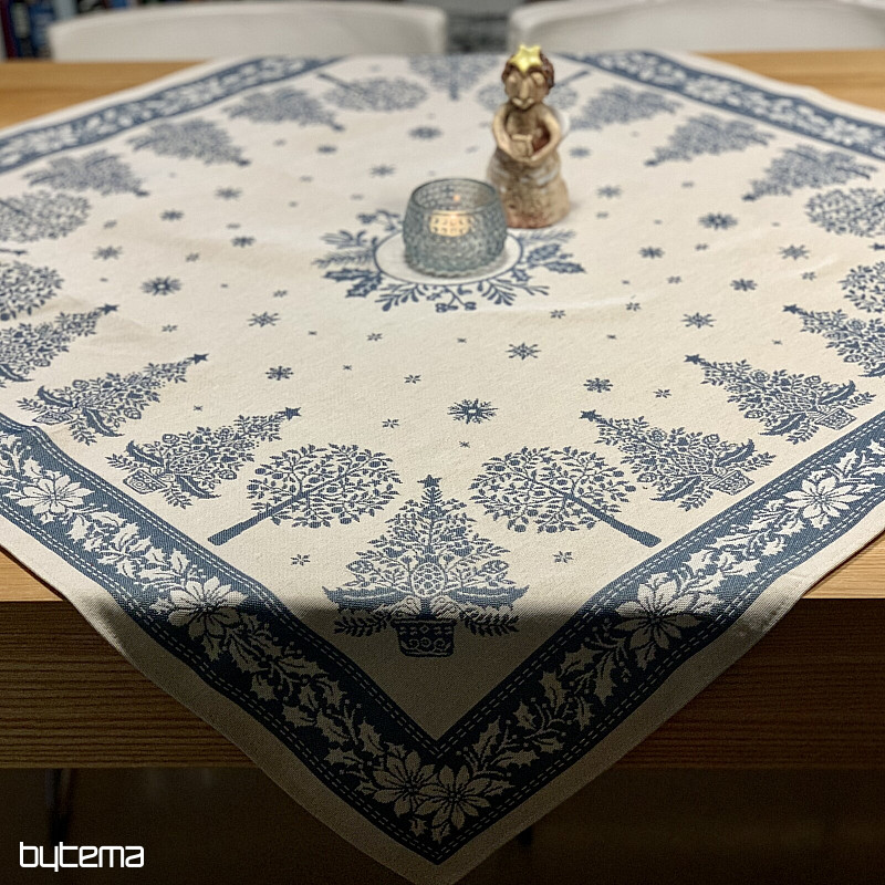 Mantel y bufanda tapiz FOLK CHRISTMAS azul