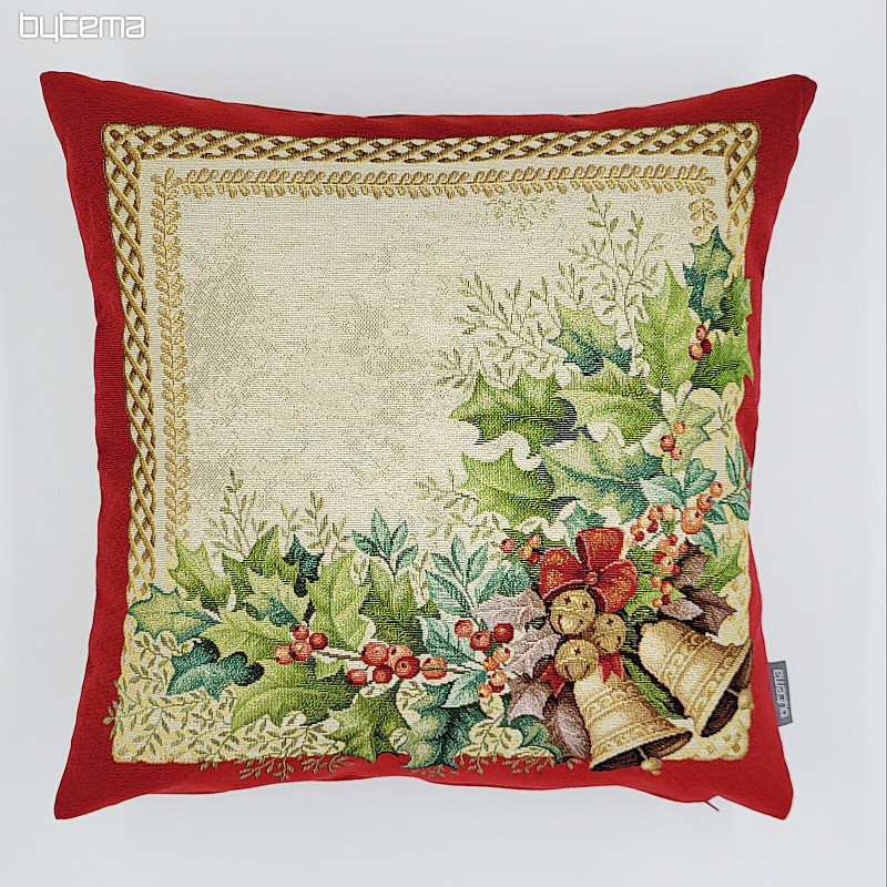 Funda de tapiz navideño GOLDEN BELLS ribete rojo