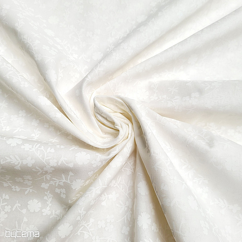 Tela decorativa de algodón MARGELIE flor CREMA