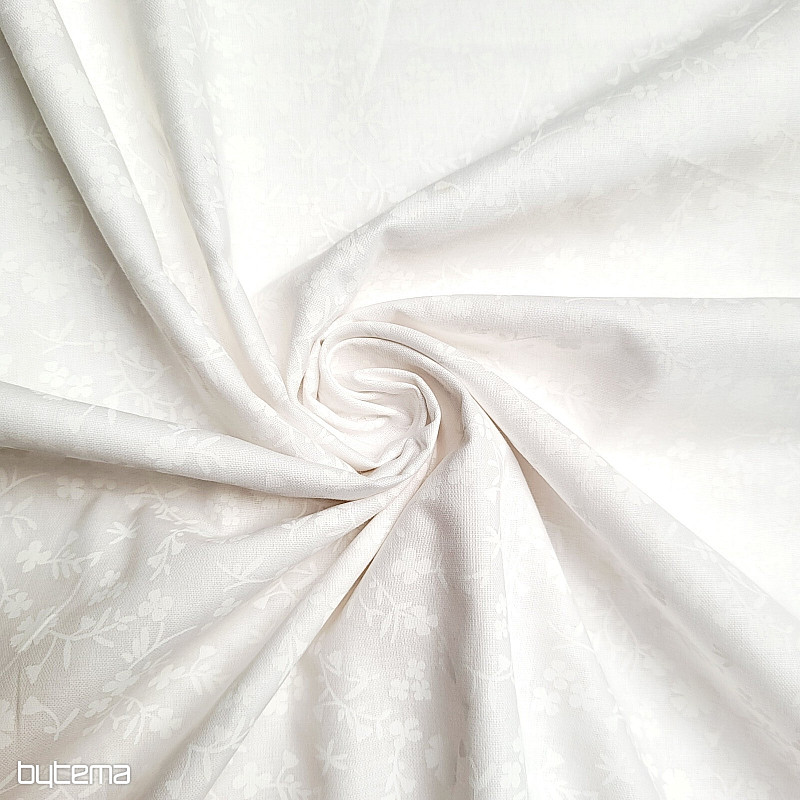 Tela decorativa de algodón MARGELIE flor BLANCO