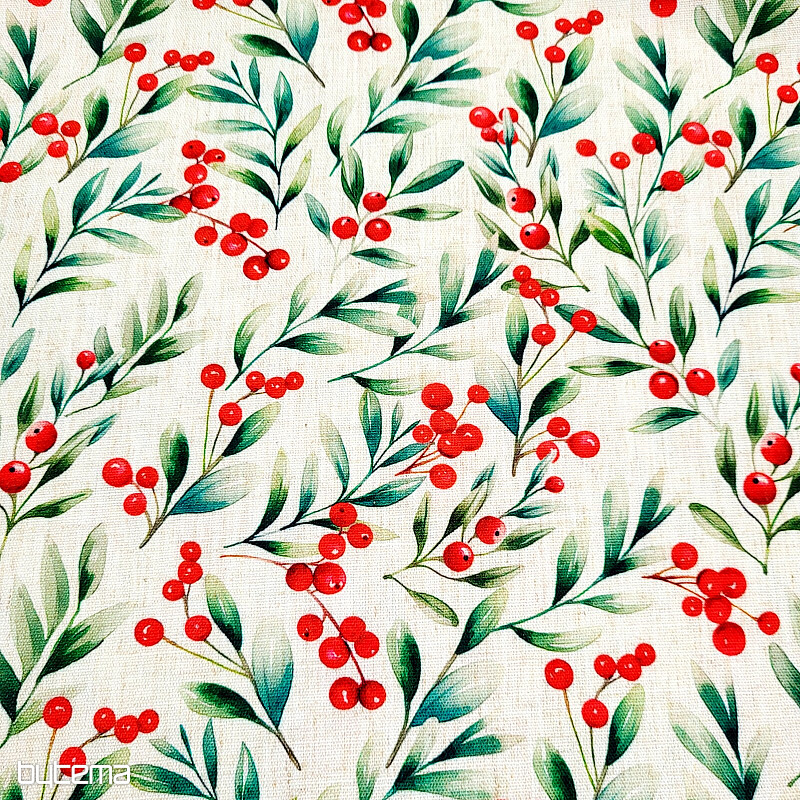 Tela decorativa BAYAS DE NAVIDAD