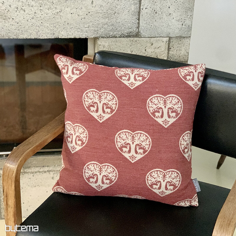 Funda decorativa de lujo CORAZÓN CON CIERVO rojo A