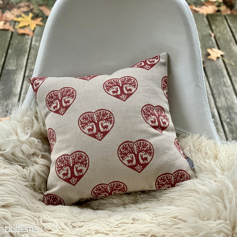 Funda decorativa de lujo CORAZÓN CON CIERVO rojo B