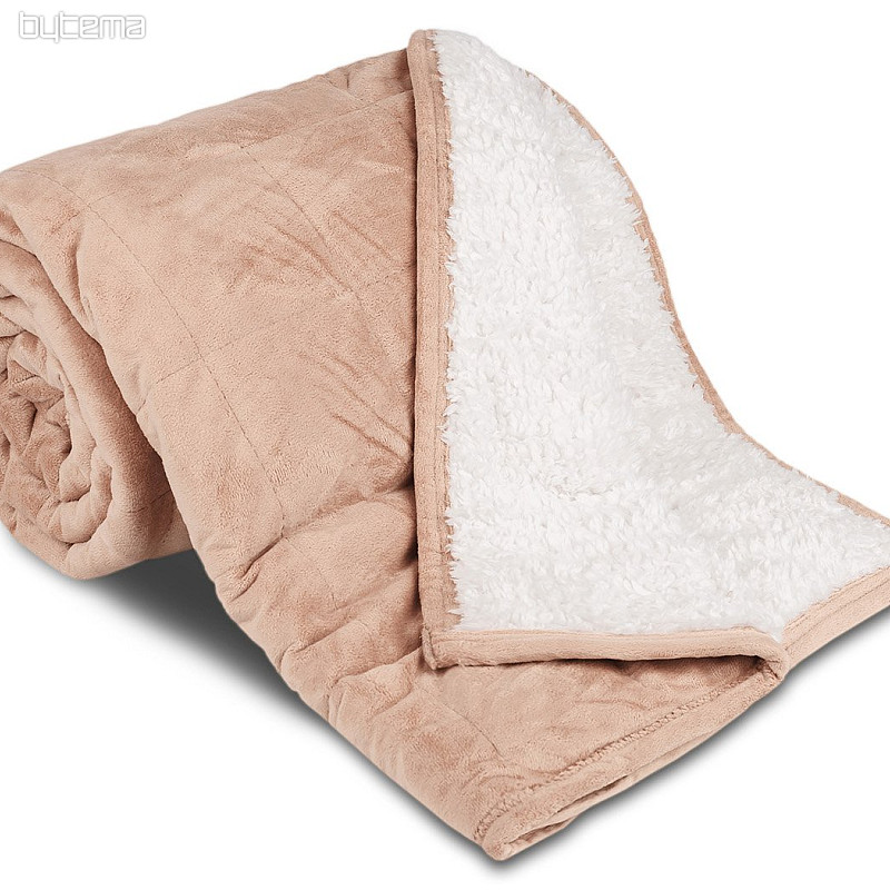 Manta de microfibra EXTRA SUAVE OVEJA cosida beige-gris