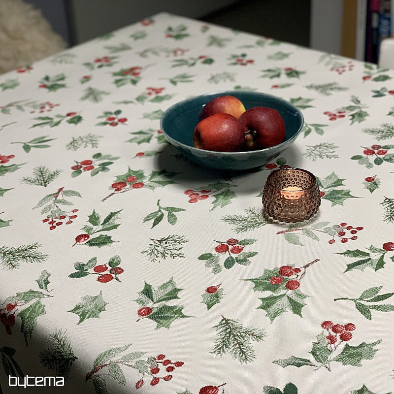 Mantel y bufanda navideños VERDE ACEBO