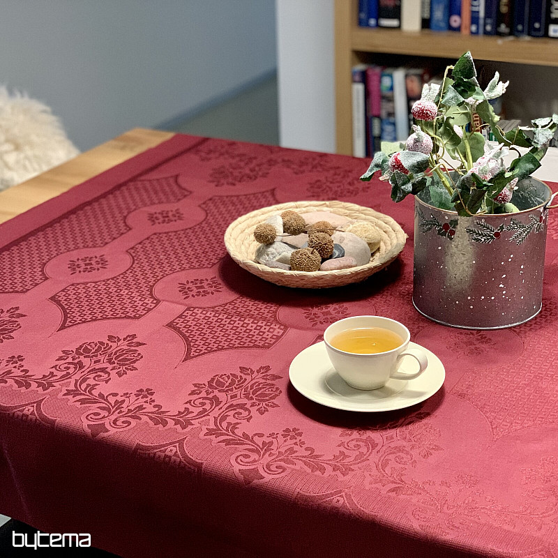 Mantel damasco burdeos 120x140