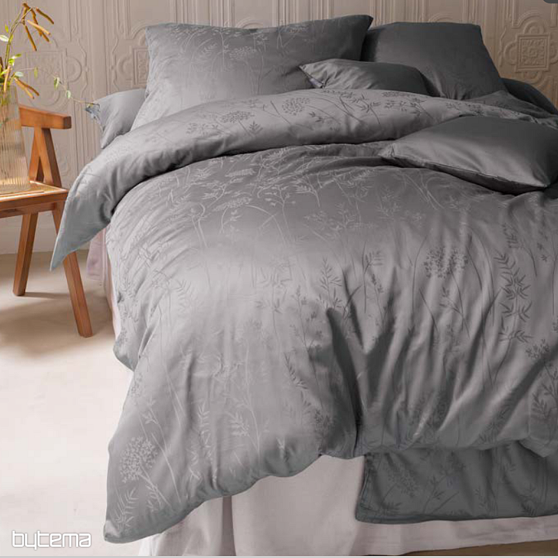 Lujoso damasco de algodón RIO GRIS OSCURO