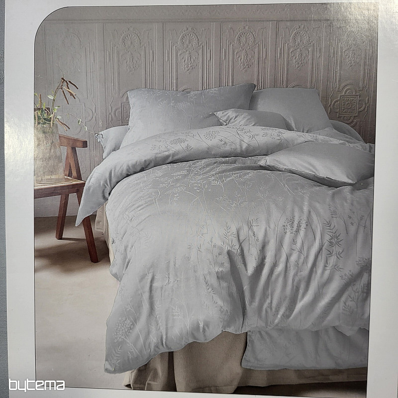 Lujoso damasco de algodón RIO GRIS CLARO