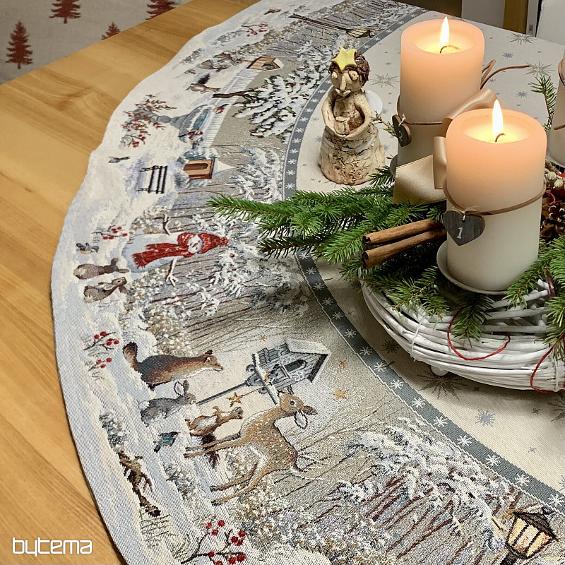 Mantel tapiz navideño redondo NOCHE INVIERNO
