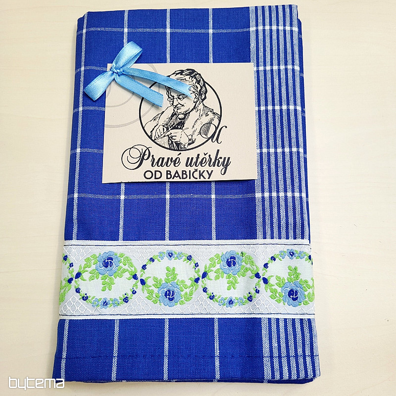 TOALLA AZUL DE LA ABUELA CON FLORES