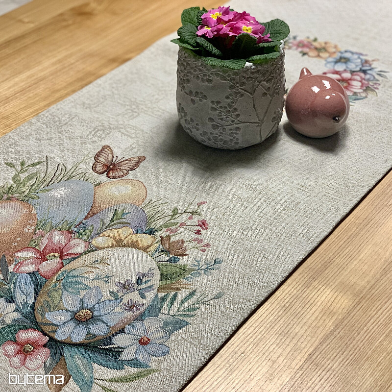 Mantel y bufanda de Pascua HUEVOS EN LA HIERBA